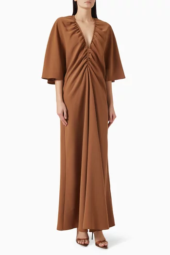 فستان ايفا بكشكش وفتحة رقبة على شكل حرف V