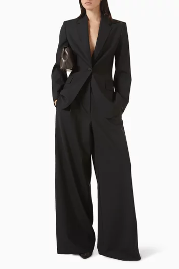 Pleat Wide-leg Pants in Wool Blend