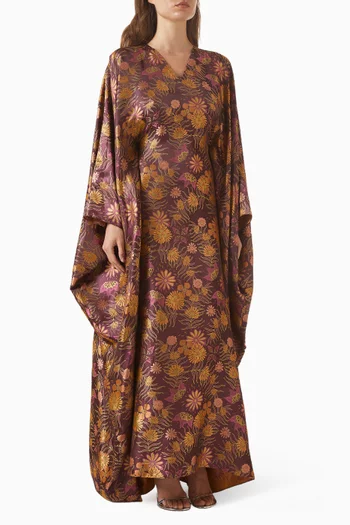 فستان بفتحة رقبة V جاكار