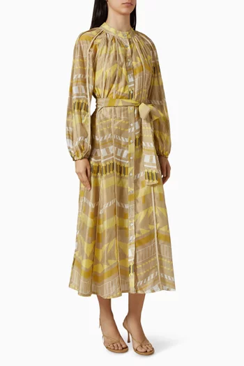 Printed Belted Shirt Dress