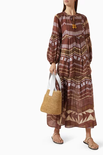 Printed Tie-neck Dress