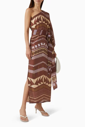 Printed One-shoulder Dress