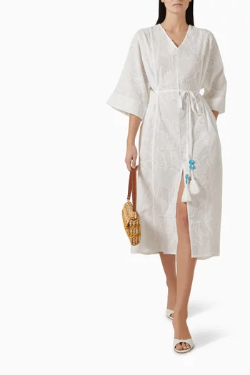 Embroidered Belted Dress