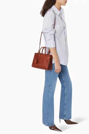 Classic Sac de Jour Nano in Crocodile Embossed Shiny Leather