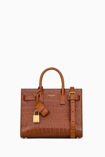 Classic Sac de Jour Nano in Crocodile Embossed Shiny Leather