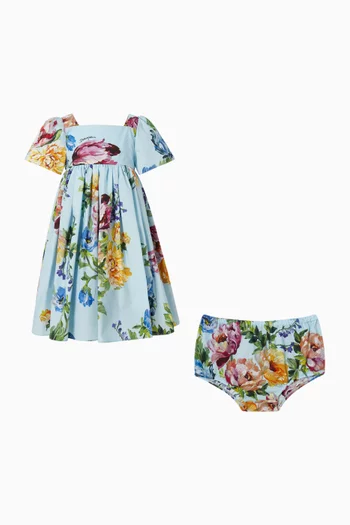 فستان بنقشة زهور قطن بوبلين