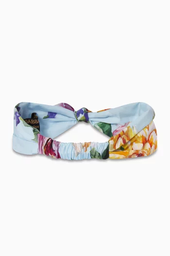 Flower-print Headband in Poplin