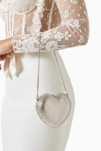 L'Amour Petit Coeur Crystal-embellished Clutch