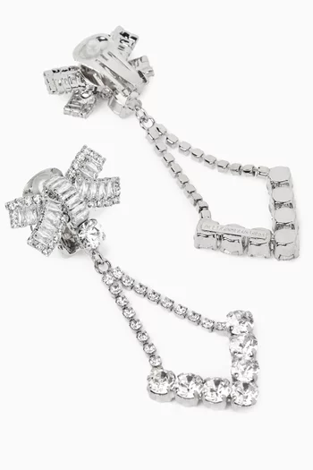 Bow Crystal Clip-on Earrings in Brass