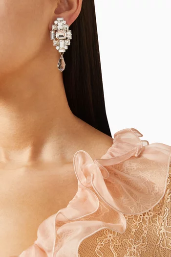 أقراط متدلية بمشبك مرصعة بالكريستال نحاس