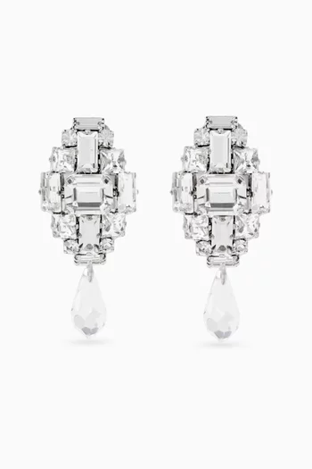 أقراط متدلية بمشبك مرصعة بالكريستال نحاس