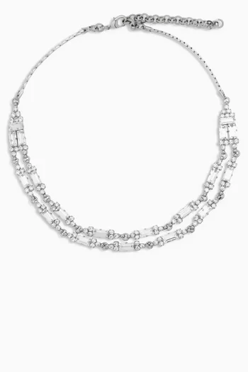 Double Crystal Necklace in Brass