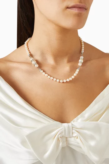 قلادة مزينة باللؤلؤ والكريستال نحاس