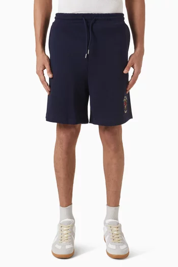 شورت قصير مزين بوردة وشعار الماركة قطن