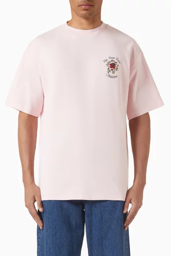 تي شيرت بشعار الماركة ووردة قطن