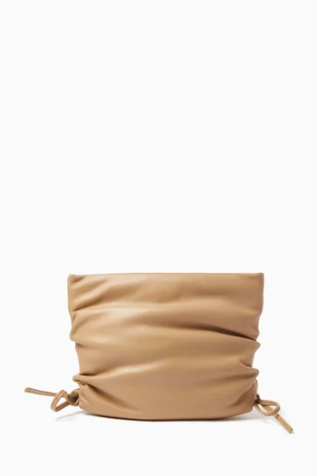 Ruched Clutch in Leather