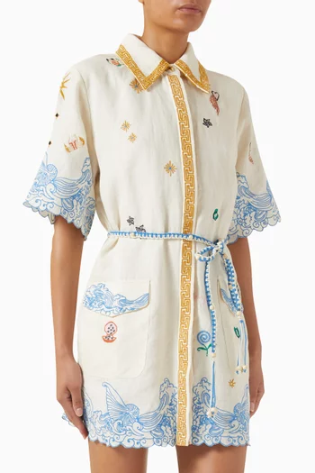 Pipeline Belted Shirtdress in Linen