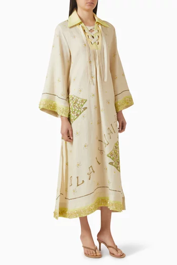 Brightside Lace-up Kaftan in Linen