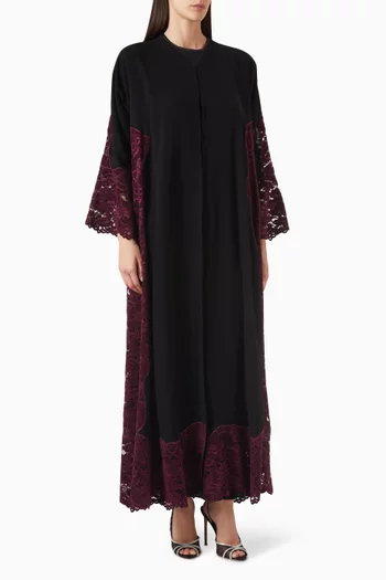 Floral-lace Abaya in Velvet