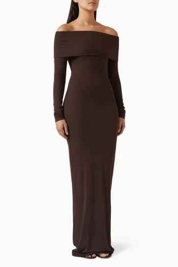 Off-shoulder Maxi Dress in Rayon Blend