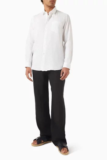 قميص كتان بلون سادة