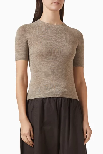 Knitted T-shirt in Merino-wool