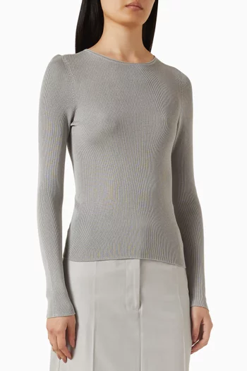 Crewneck Sweater in Rib-knit