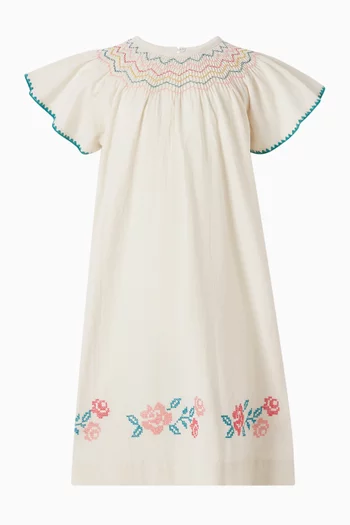 فستان كارلا مطرز بزهور