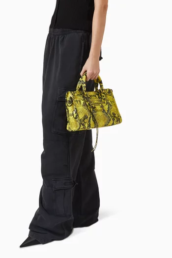 حقيبة لو سيتي صغيرة جلد عجل بنقشة جلد الأفعى