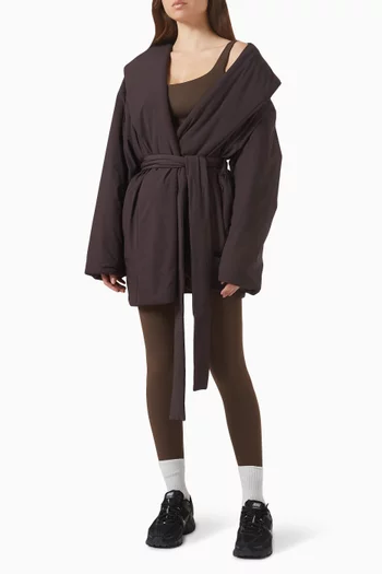 معطف بتصميم ملفوف نايلون منسوج