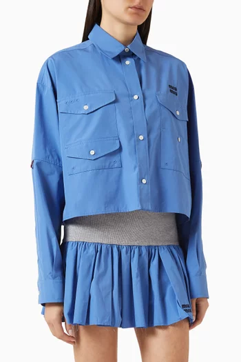 قميص مطرز بشعار الماركة قطن بوبلين