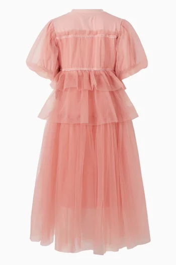 Angelia Bow Maxi Dress in Tulle