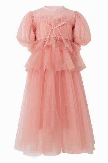 Angelia Bow Maxi Dress in Tulle