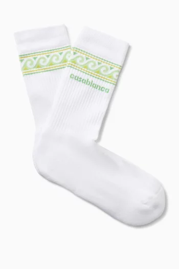 جوارب بشعار الماركة قماش منسوج