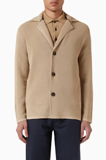 جاكيت بصف أزرار نسيج متشابك