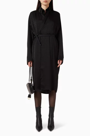 Wrap Cocoon Dress in Jacquard-viscose