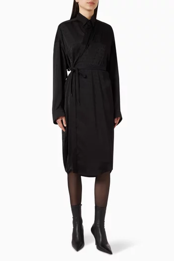 Wrap Cocoon Dress in Jacquard-viscose