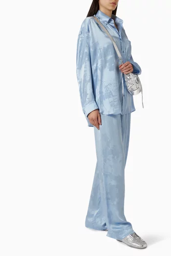 بنطال بيجاما حرير وجاكار بأقلام تلوين باهتة