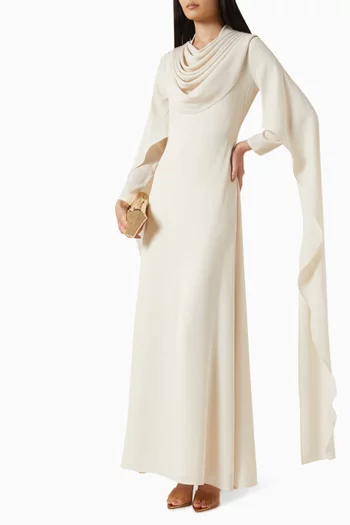 فستان طويل بفتحة رقبة مطوية