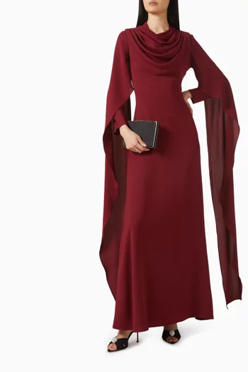 فستان طويل بفتحة رقبة مطوية