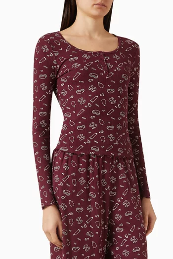 بلوزة بيجاما هينلي مزيج قطن