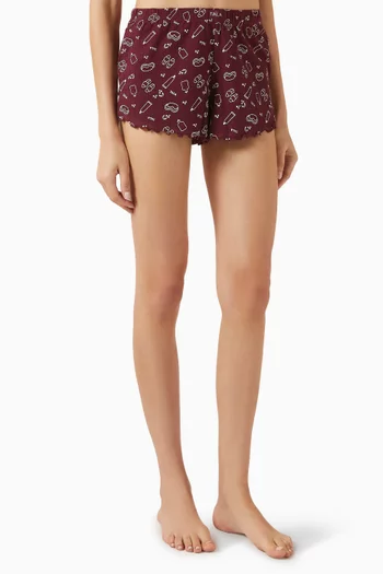 Printed Pyjama Shorts in Cotton Blend