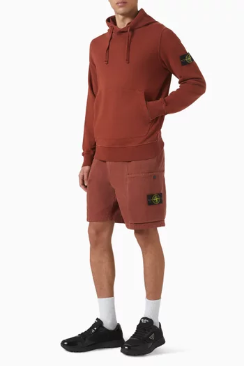 كنزة بغطاء رأس ورقعة شعار الماركة صوف قطني عضوي