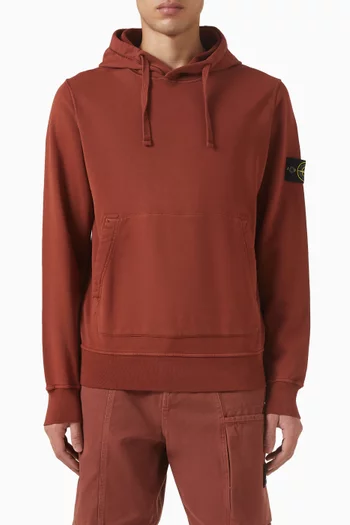 كنزة بغطاء رأس ورقعة شعار الماركة صوف قطني عضوي