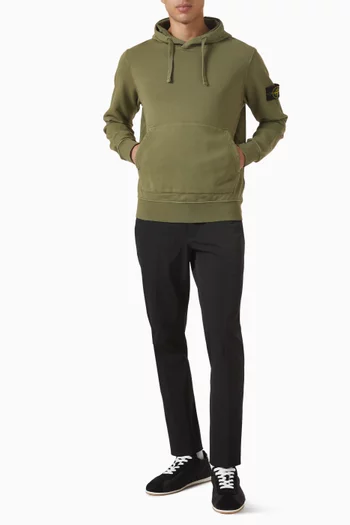 كنزة بغطاء رأس ورقعة شعار الماركة صوف قطني عضوي