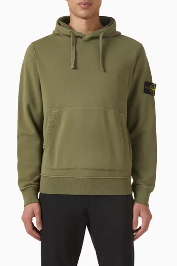 كنزة بغطاء رأس ورقعة شعار الماركة صوف قطني عضوي