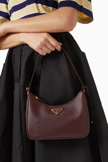 Mini Re-Edition Hobo Bag in Saffiano Leather