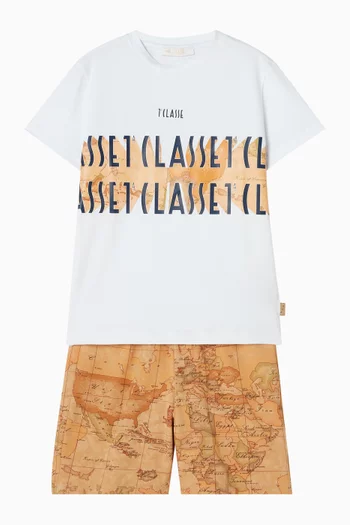 طقم تي شيرت وشورت بطبعة