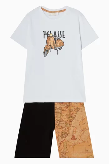 Geo Map T-shirt & Shorts Set