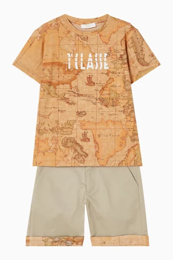 Map-print T-shirt in Cotton